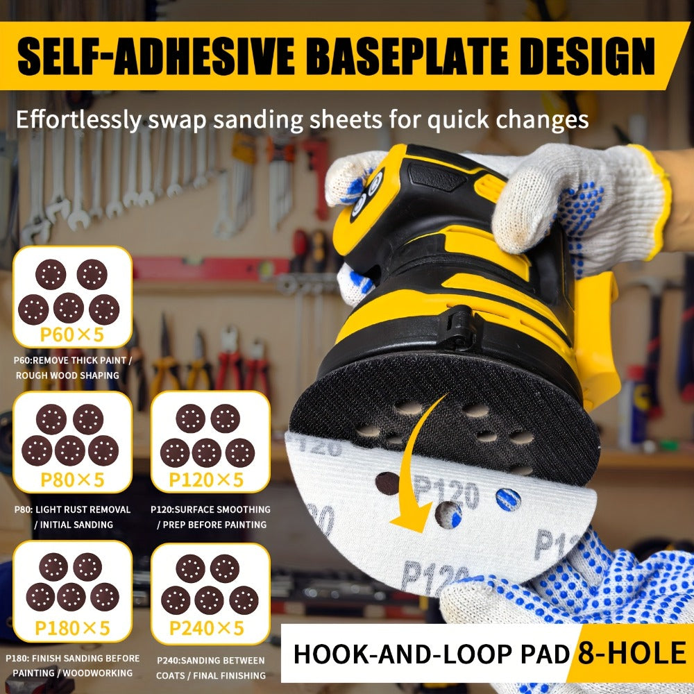 Cordless Orbital Sander Compatible with DeWalt DCB Battery for Entryways, Bedrooms and Living Spaces