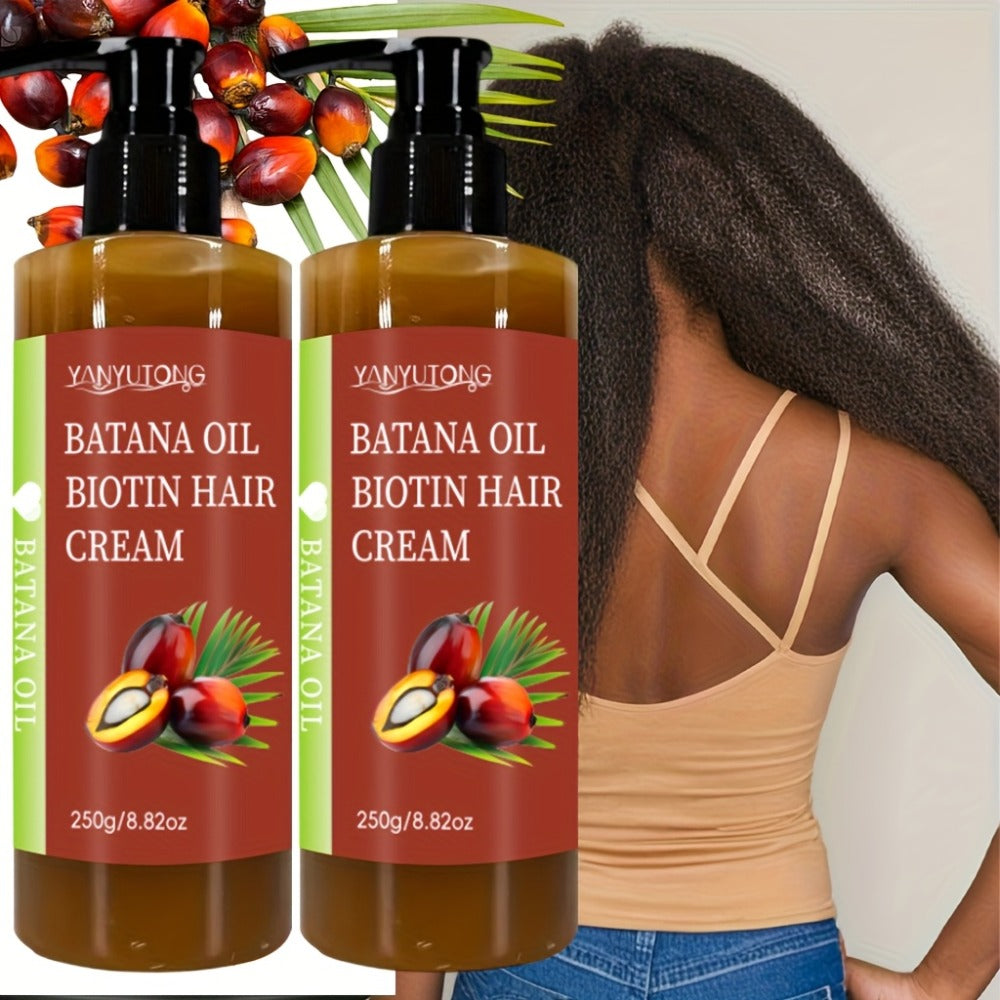 Batana Oil Hair Cream 2 Pack 250g Each, Biotin Deep Care Anti-Frizz Smoothing Cream, Increases Gloss Breakage Split Ends