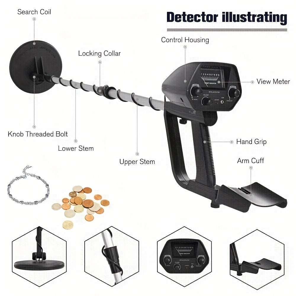 Metal Detector for Garden, Patio and Yard Use, with the Listed Configuration, for Everyday Use and Organized Storage