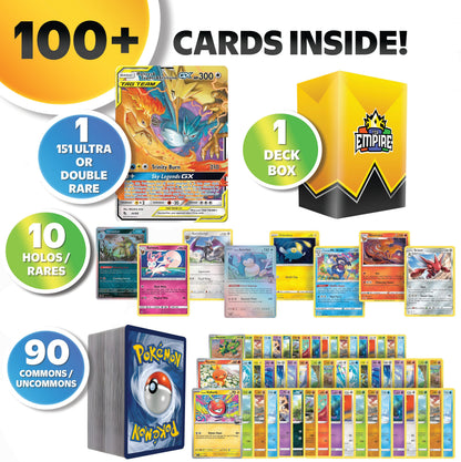 Pokemon 151 Classics Bundle 100+ Cards, Charizard Mewtwo Pikachu Ultra Rare, 10 Holos & Rares, Kanto Collector Gift Set with Storage Box