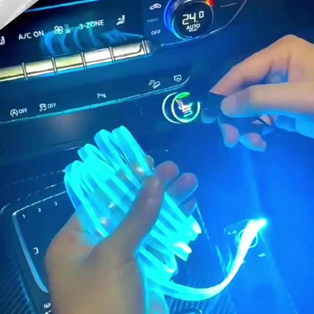 Car Interior Ambient Light Strip with 118-Inch Label, USB Connector, App Control and Music-Responsive Mode