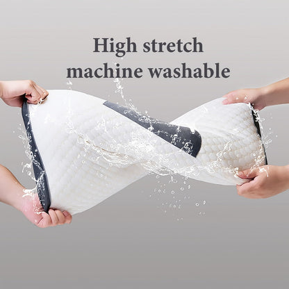 Two-Pillow Contoured Neck Pillow Set with White and Gray Cover and 74 x 41 cm Pictured Size