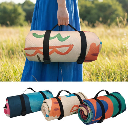 Large Padded Picnic Blanket with Carry Straps in Geometric, Palm-Village or Tropical Leaf Prints