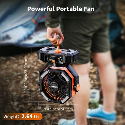 20000mAh-Label Dual-Motor Camping Fan with Eight Speeds, Remote and Three Color Options Pictured
