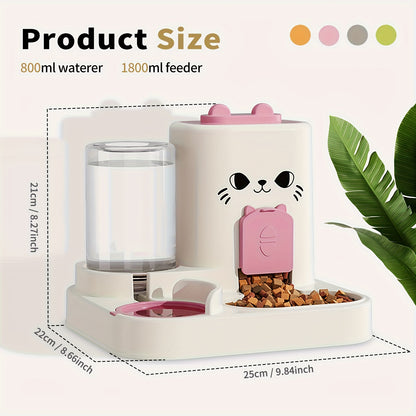 Automatic Cat Feeder and Water Dispenser 2-in-1 – Large Capacity Dry Wet Separation Pet Food Bowl, Battery-Free Gravity Feeder for Indoor