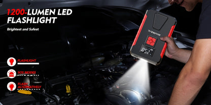 Portable Jump Starter with Air Compressor – 15000A-19000A Peak 350PSI 12V 17-in-1 Car Battery Jump Starter, Digital Display