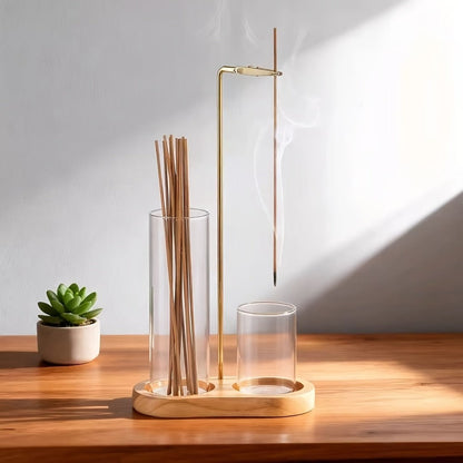 Glass Incense Holder Set of 2 - Vintage Creative Design for Tea Ceremony, Meditation, Yoga, Spa, Home Decor