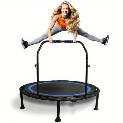 Mini Trampoline 40 Inch Collapsible Fitness Rebounder 660LBS Capacity, Adjustable Foam Handle Bars, Durable Elastic Straps & Thick Steel