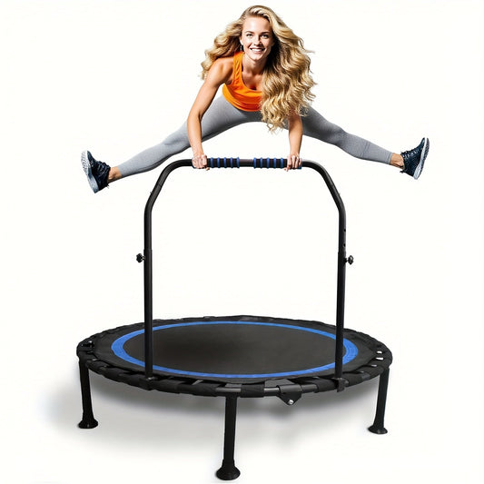 Mini Trampoline 40 Inch Collapsible Fitness Rebounder 660LBS Capacity, Adjustable Foam Handle Bars, Durable Elastic Straps & Thick Steel