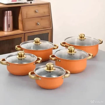 Stainless Steel Non-Stick Cookware Set 10/12pcs, 316 Grade Steel Frying Pan, Stockpot & Milk Pot with Lid