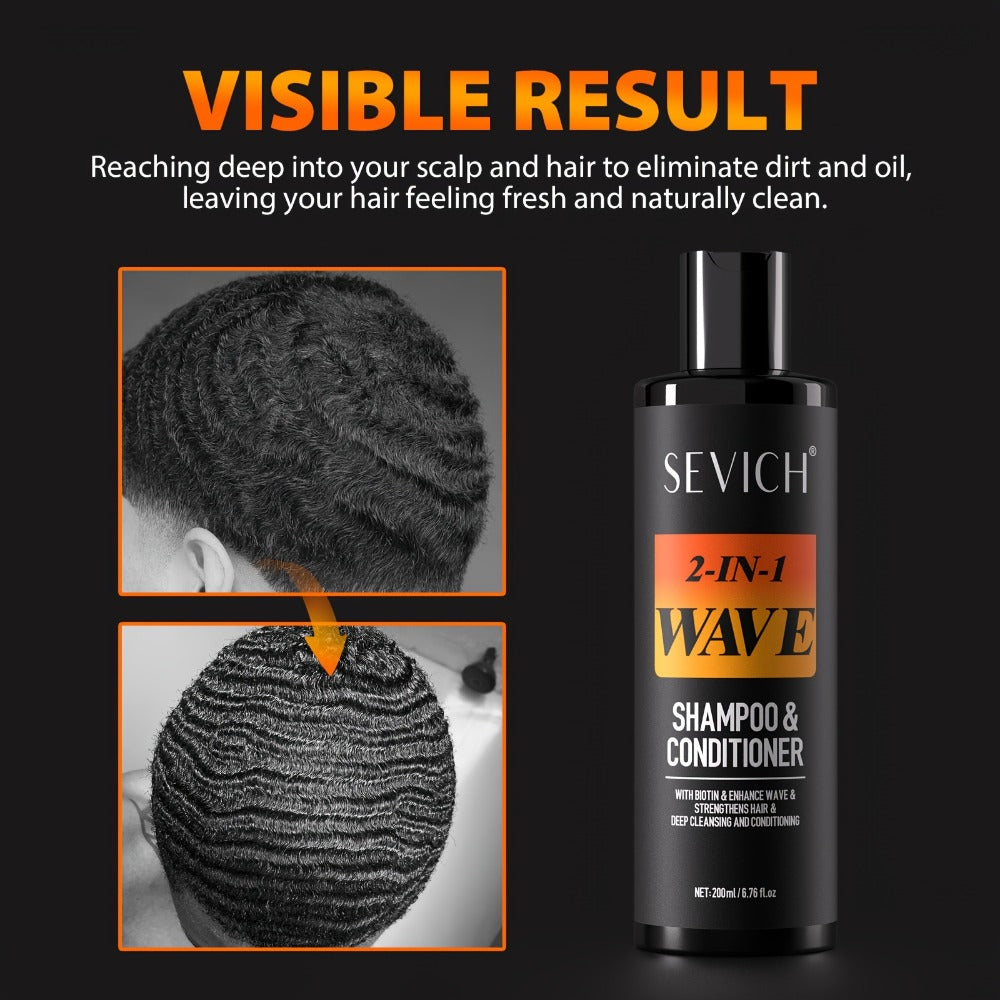 360 Wave Shampoo & Pomade for Men 2-in-1 with Biotin & Glycerin, Deep Cleansing Conditioning Formula