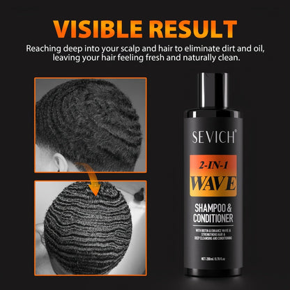 360 Wave Shampoo & Pomade for Men 2-in-1 with Biotin & Glycerin, Deep Cleansing Conditioning Formula