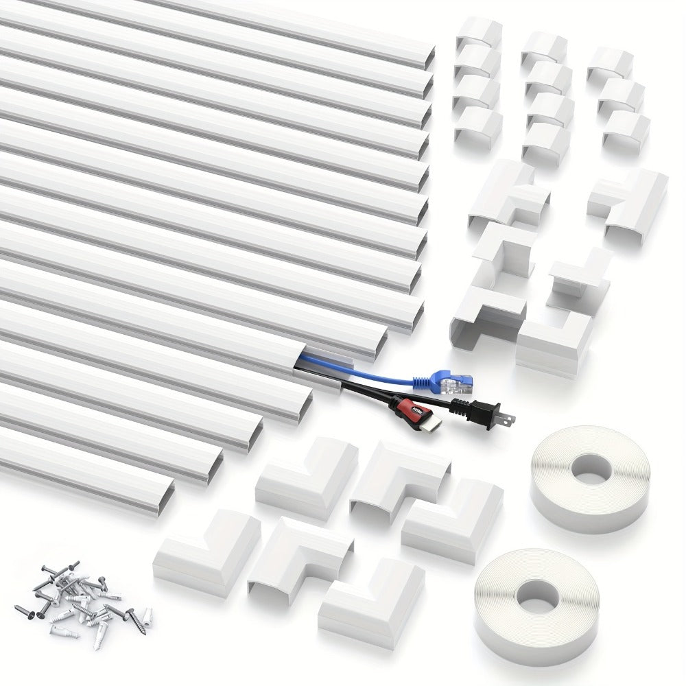 Wire Hider for Wall 15-Pack, 236 Inch No-Drill Paintable PVC Cord Cover, Conceals 3-4 Wires