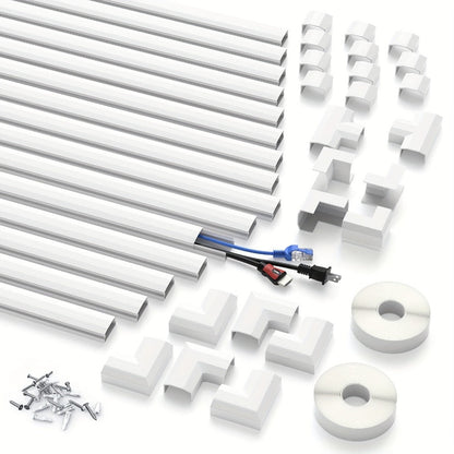Wire Hider for Wall 15-Pack, 236 Inch No-Drill Paintable PVC Cord Cover, Conceals 3-4 Wires