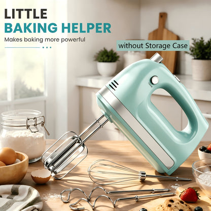 Electric Hand Mixer 5 Speed Turbo Boost - 5 Stainless Steel Accessories, Optional Storage Case, Handheld Mixer for Cookies