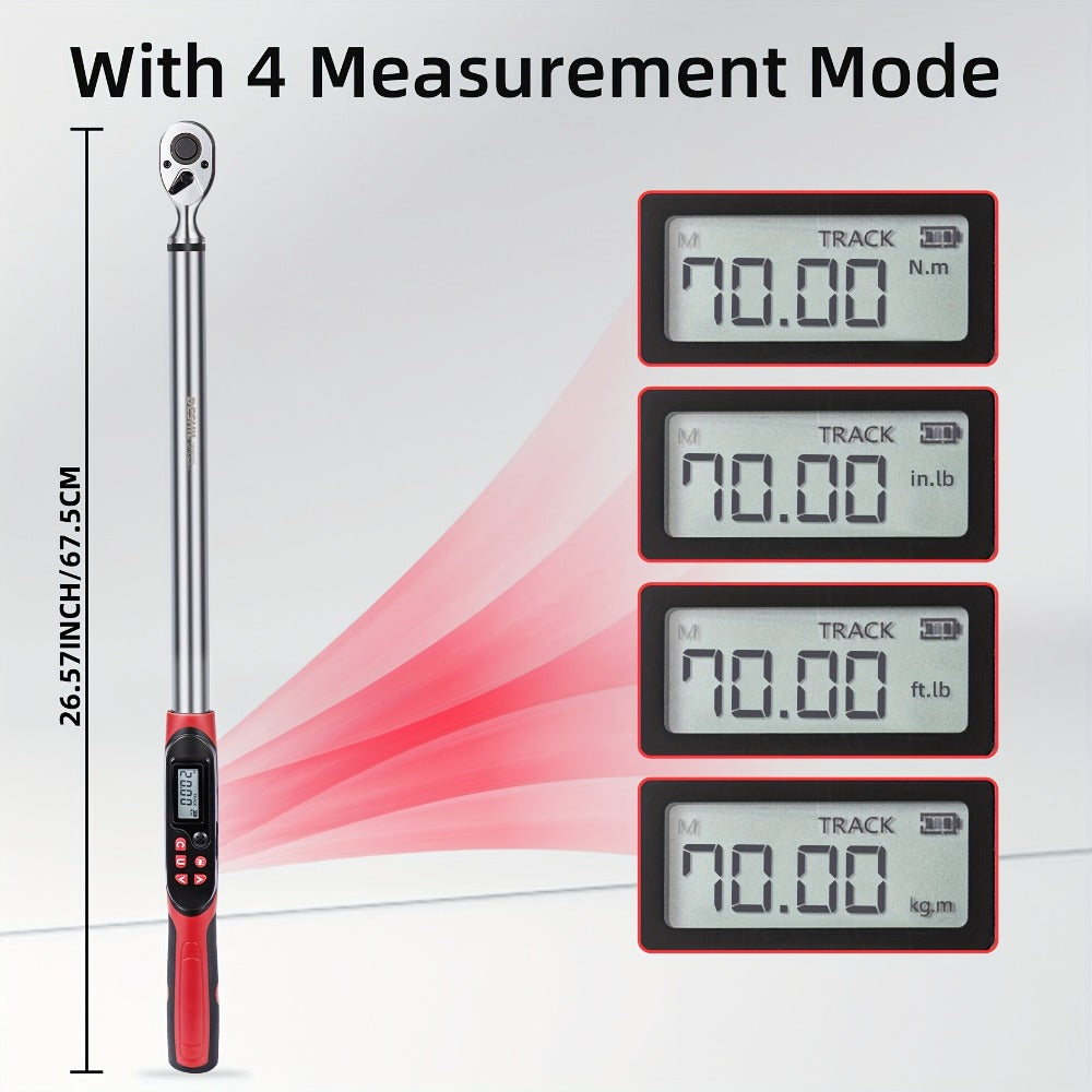 Digital Torque Wrench – 1/2" & 3/8" Drive, ±1% Accuracy, LED & Buzzer Alert, 4 Units, 500 Data Sets, Preset P1-P8