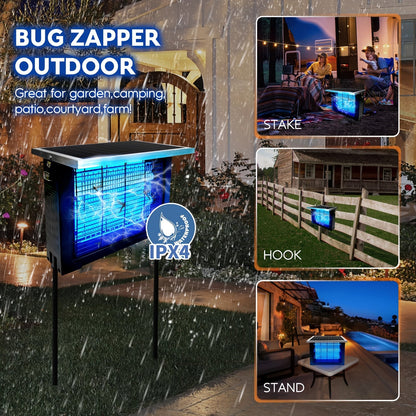 Solar Bug Zapper Outdoor Rechargeable | Patio Garden Backyard Camping