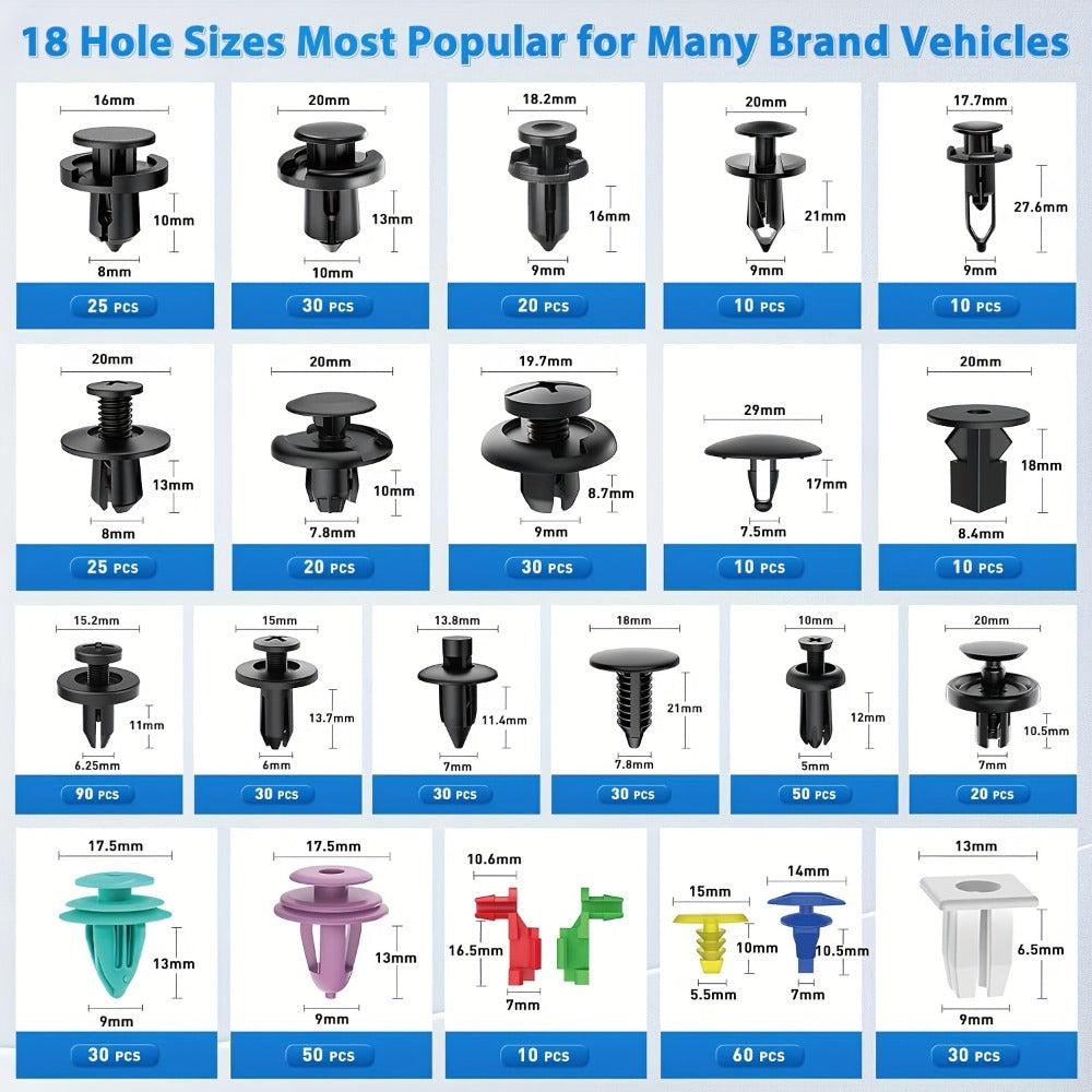 Automotive Fastener Clips Kit 680pcs + Removal Tools – Universal Car Door Panel Bumper Fender Rivet Push Clips Expansion Screws Replacement