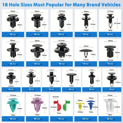 Automotive Fastener Clips Kit 680pcs + Removal Tools – Universal Car Door Panel Bumper Fender Rivet Push Clips Expansion Screws Replacement