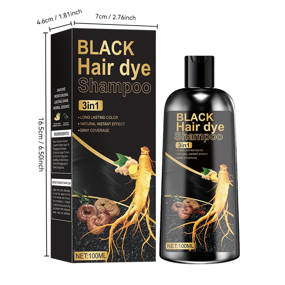 Plant Extract Hair Coloring Shampoo 100ml 3.38oz, Deep Scalp-Safe Gray & White Hair Coverage, Botanical Color