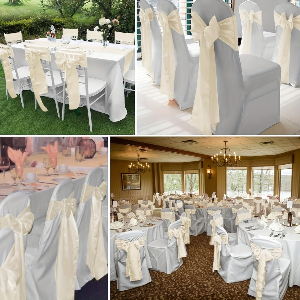 100pcs Satin Chair Sashes Bows for Wedding Banquet Party Event Decoration, 13 Colors, 18×275cm