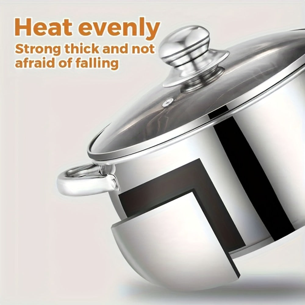 Stainless Steel Soup Pot Apple Pot Heat Resistant Handles Versatile Cookware for Boiling for Home Cooking, Dining and Outdoor Meals