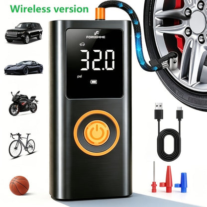 Cordless Tire Inflator Portable USB Rechargeable – Digital Gauge & LED Light, Fast Air Compressor with Auto Shutoff for Car, Bike