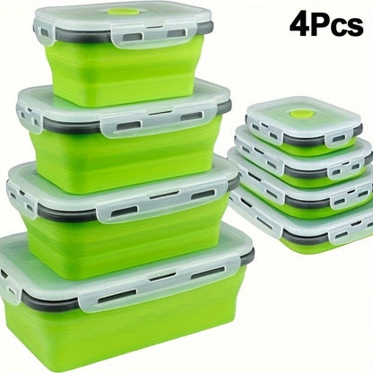 Storage Containers with Lids, Set, PEKARR 4-Piece Collapsible Rectangular Boxes with Latching Lids in Three Edge Colors