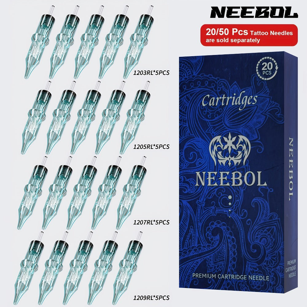 Tattoo Cartridge Needles Disposable 20/50pcs - Standard Round Liner RL & Round Magnum RM Mixed Sizes