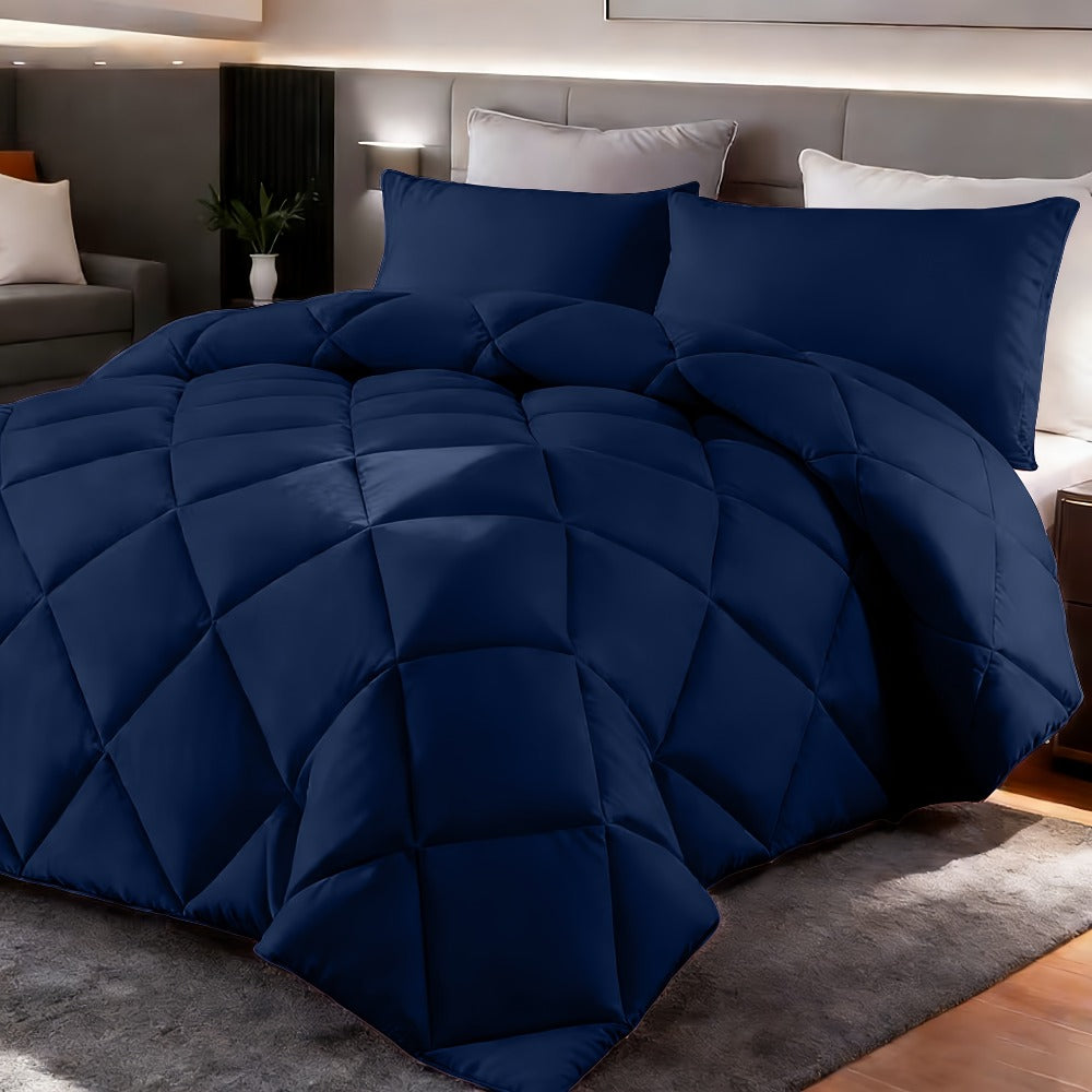 Comforter Set 2-3 Piece Rhombus Grid Luxury – Soft Lightweight Breathable Oversized Bedding Set with Pillowcases