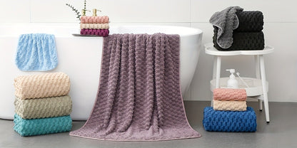 Bath Towels Set Single or 4-Piece 800GSM Oversized Microfiber Towels 32 x 64 Inch for Home and Guest Use