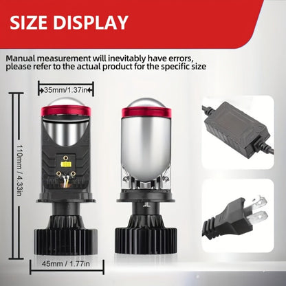 H4 LED Headlight Bulbs 2pcs 60000 Lumens 420W 3570 CSP Chip Projection Lens 6000K White High Low Beam 12-24V Ultra Bright Upgrade for Motor