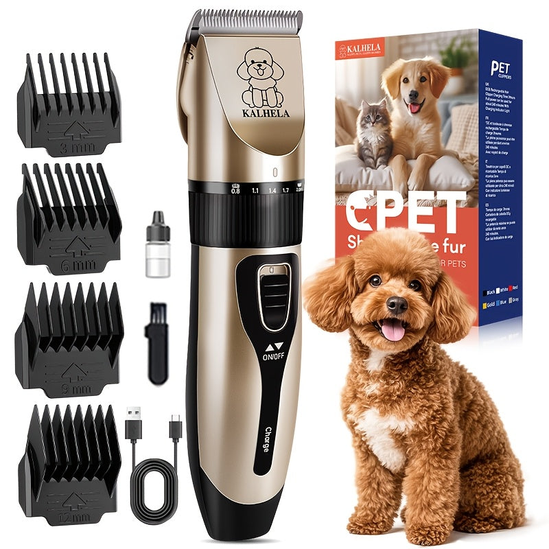 Pet Hair Trimmer USB Rechargeable Wireless Clipper for Dogs & Cats – Low Noise Electric Grooming Scissors, Lithium Battery