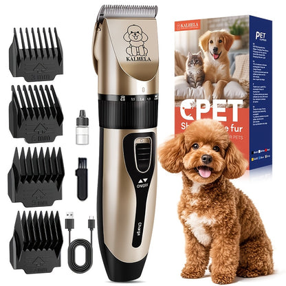 Pet Hair Trimmer USB Rechargeable Wireless Clipper for Dogs & Cats – Low Noise Electric Grooming Scissors, Lithium Battery
