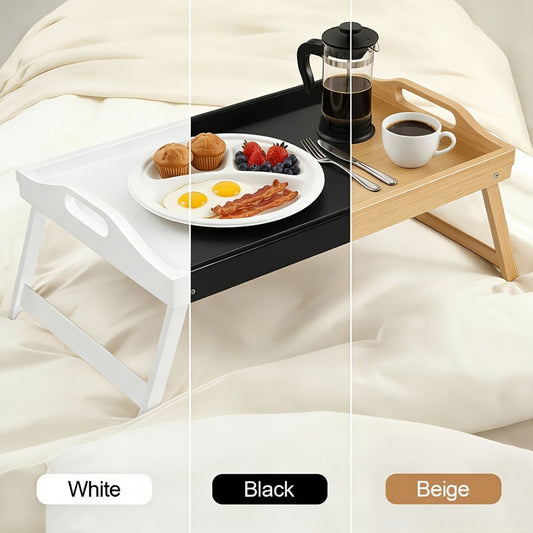 Bamboo Bed Tray Table with Foldable Legs & Handles, Breakfast Tray for Eating, Working & Snacking in Bed