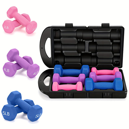 Neoprene Dumbbell Hand Weights Set with Gift Box – Hexagonal Anti-Roll Design, Cast Iron Core, Color Coded Free Weights for Home Gym