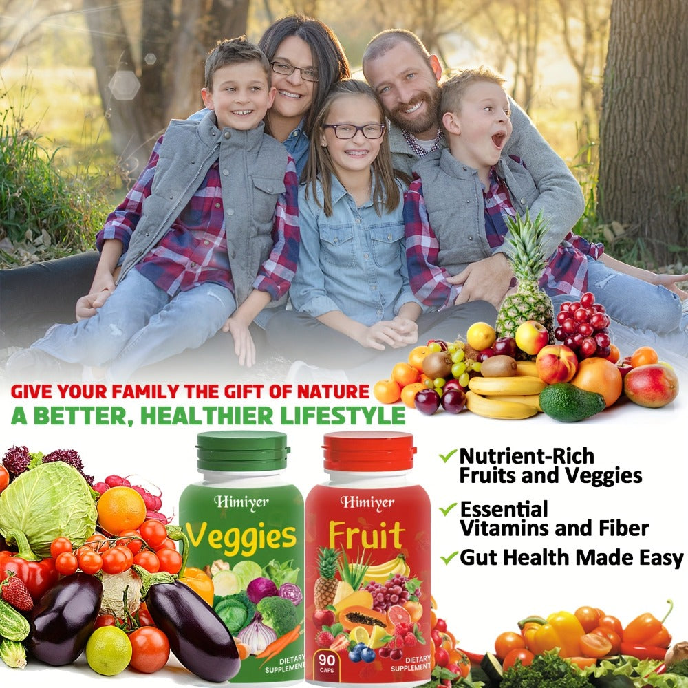 Superfood Capsules Fruits & Vegetables, 90 Fruit + 90 Veggie Capsules per Set for Bath Time, Home Spa and Personal Care
