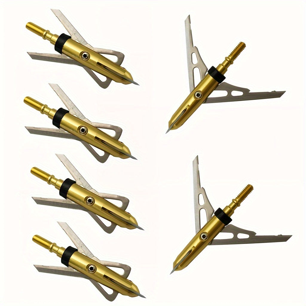 Hunting Broadhead 6PCS 100 Grain – 2-Blade Stainless Steel Archery Arrow Tips with Ferrule Alignment Technology, 2.34" Cutting Diameter