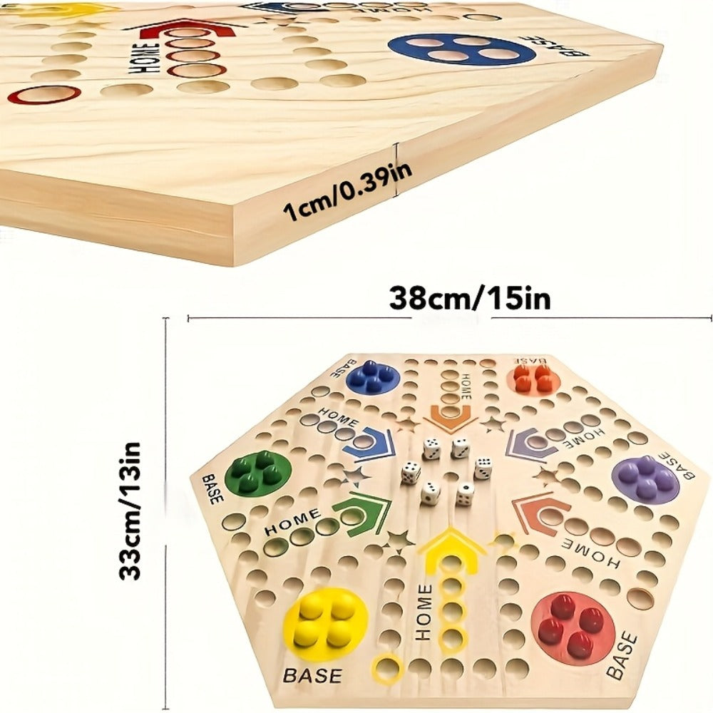 Fast Track Board Game Double-Sided Wooden Pinball Set – 6 Colored Balls, 24 Pinballs & 6 Dice, Family Game Night for 4-6 Players