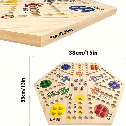 Fast Track Board Game Double-Sided Wooden Pinball Set – 6 Colored Balls, 24 Pinballs & 6 Dice, Family Game Night for 4-6 Players