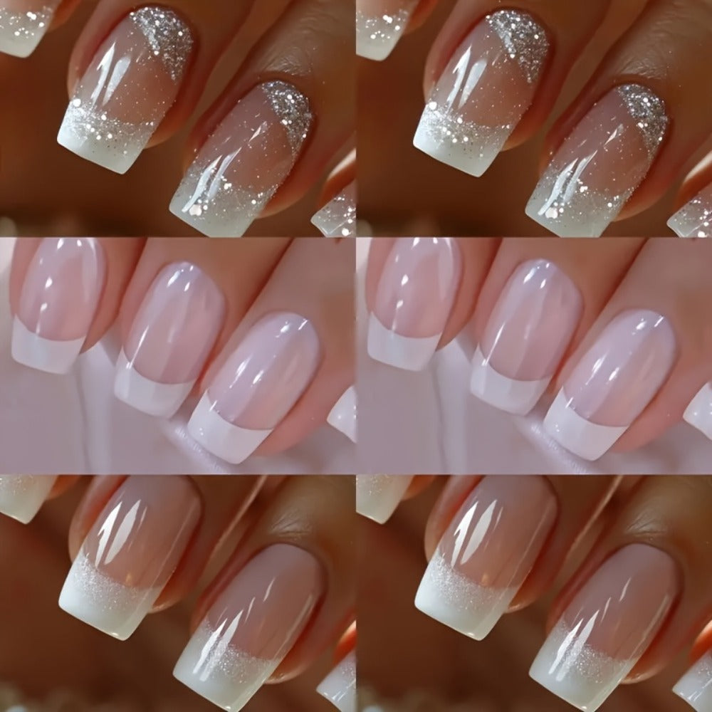 Press On Nails 72-Piece Three-Box Classic Glossy Full-Cover Extendable Nail Set for Elegant Looks