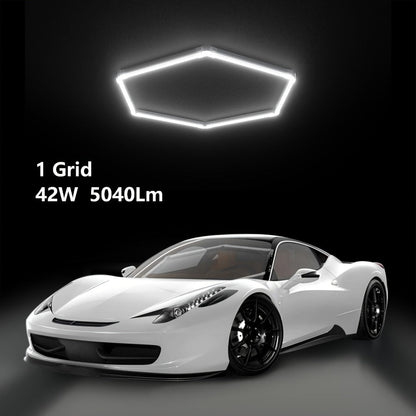 LED Hexagonal Garage Light 6500K, Super Bright Daylight White Shop Light 42W, 620W for Auto Detailing