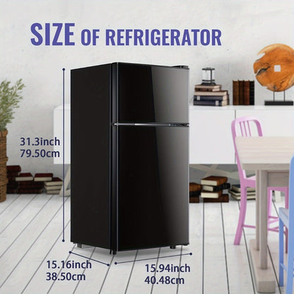 Mini Refrigerator with Freezer, 2.4 Cu Ft Double Door Small Fridge with Removable Shelves & Adjustable Feet