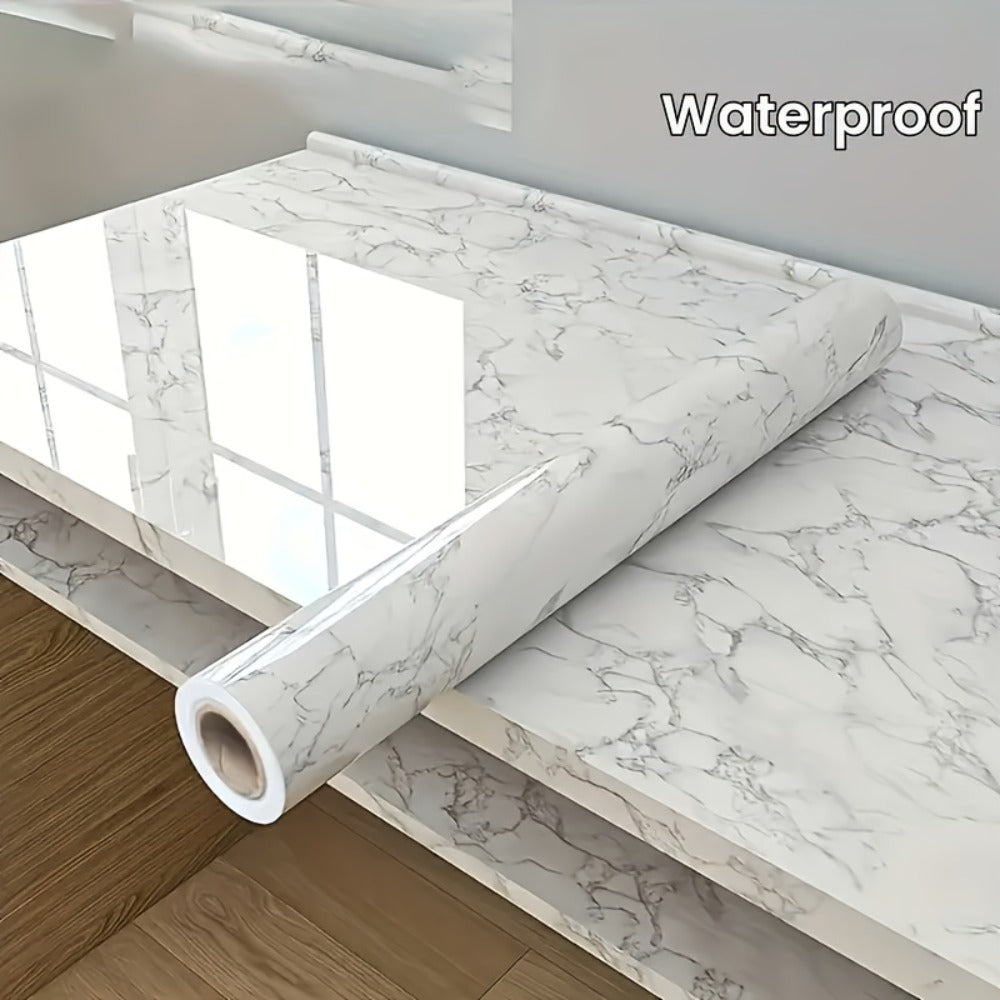 Marble Peel and Stick Wallpaper Roll – Oil-Proof Self-Adhesive Wall Contact Paper for Kitchen Backsplash Bathroom Countertop
