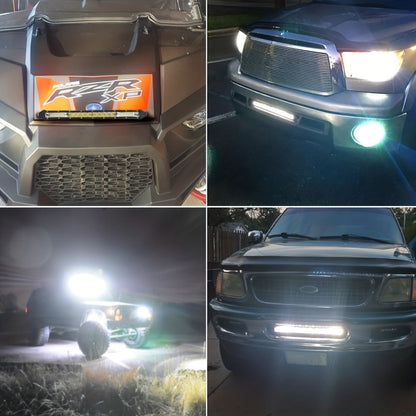 Off-Road LED Light Bar Kit 2x10 Inch Bar + 4x4 Inch Spot Lights – High-Intensity Driving Lights for Jeep Truck SUV Car 4x4 Off-Road