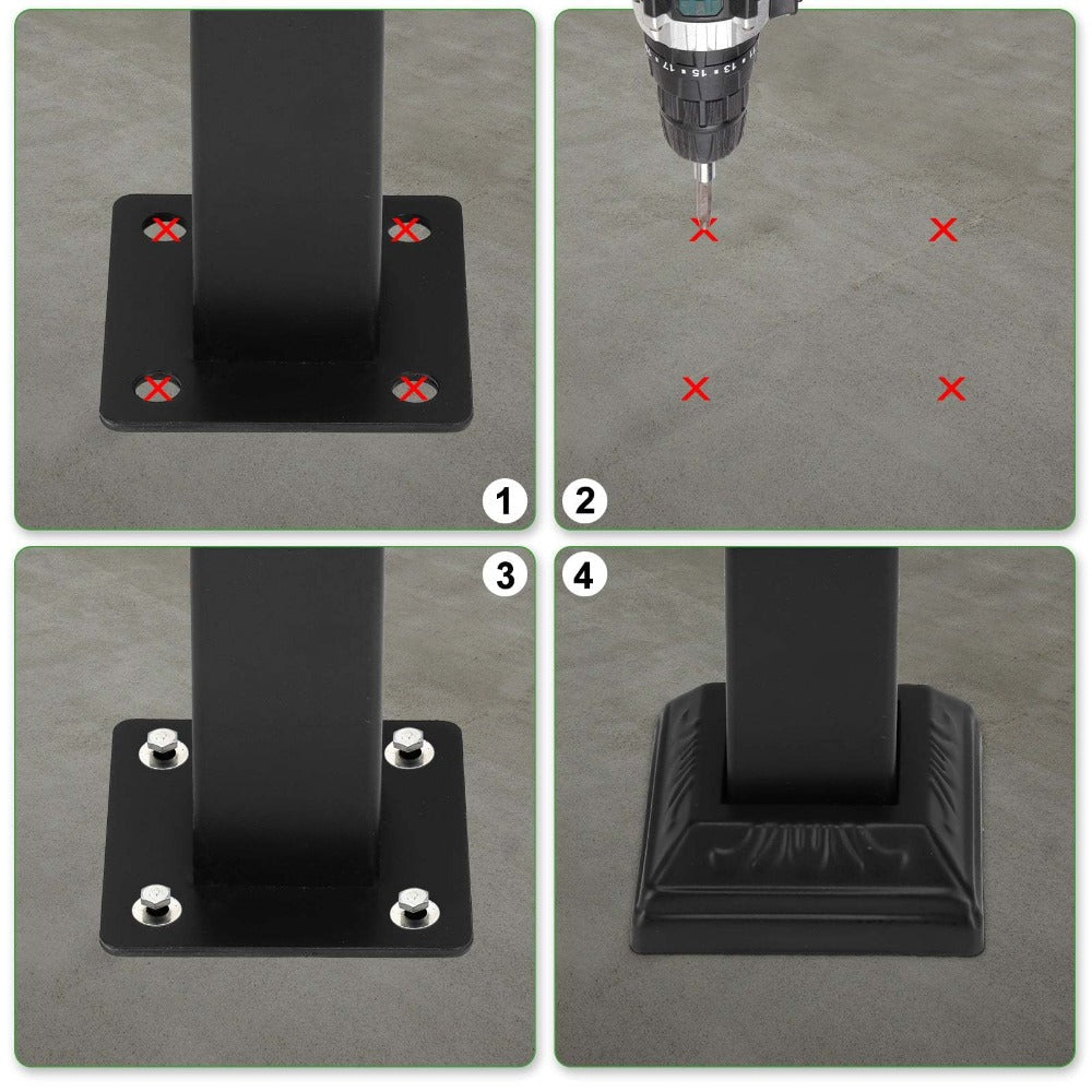 Wrought Iron Stair Handrail for 2-3 Steps - Matte Black & White Powder Coated Iron Picket Railing with Stainless Steel Post Mounts