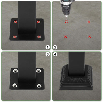 Wrought Iron Stair Handrail for 2-3 Steps - Matte Black & White Powder Coated Iron Picket Railing with Stainless Steel Post Mounts