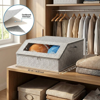 Baseball Cap Organizer for Closet, Large Hat Storage Box Holds 24 Ball Caps, Clear Window, Dustproof