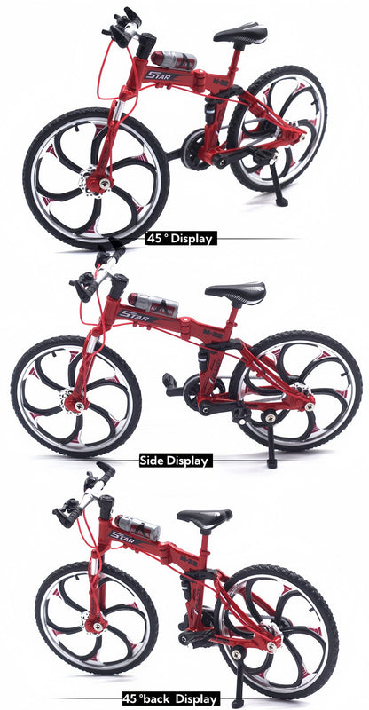 Diecast Mountain Bike Model 1:8 Scale Alloy Foldable Miniature Bicycle Figurine for Home Office Desk Decor