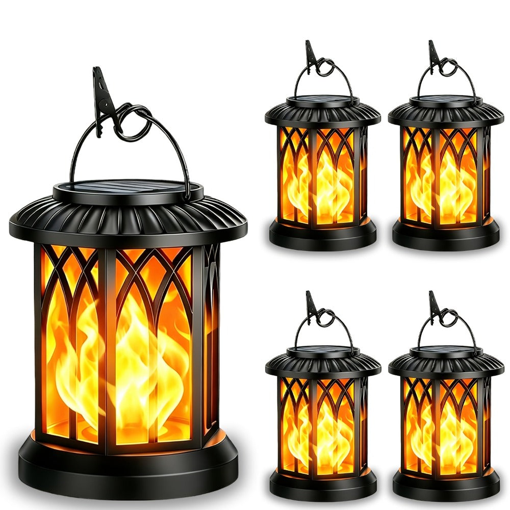 Solar Lantern Outdoor Hanging Lights Flickering Flame IPX5 12Hrs Garden Yard Patio Decor Classic Black Antiqued Bronze 2 or 4 Pack